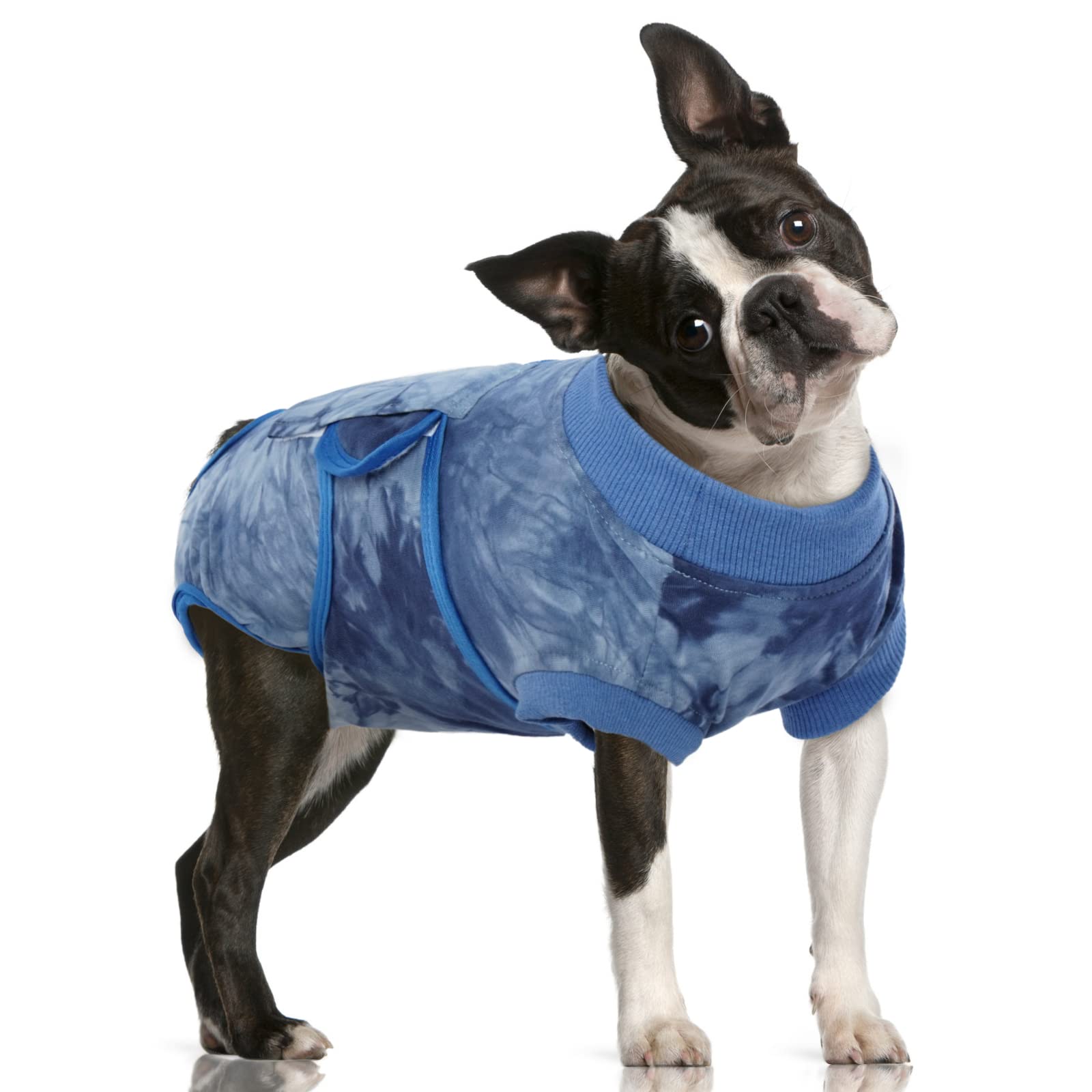 FUAMEY recovery suit for dogs, back view, post-op comfort and wound protection.