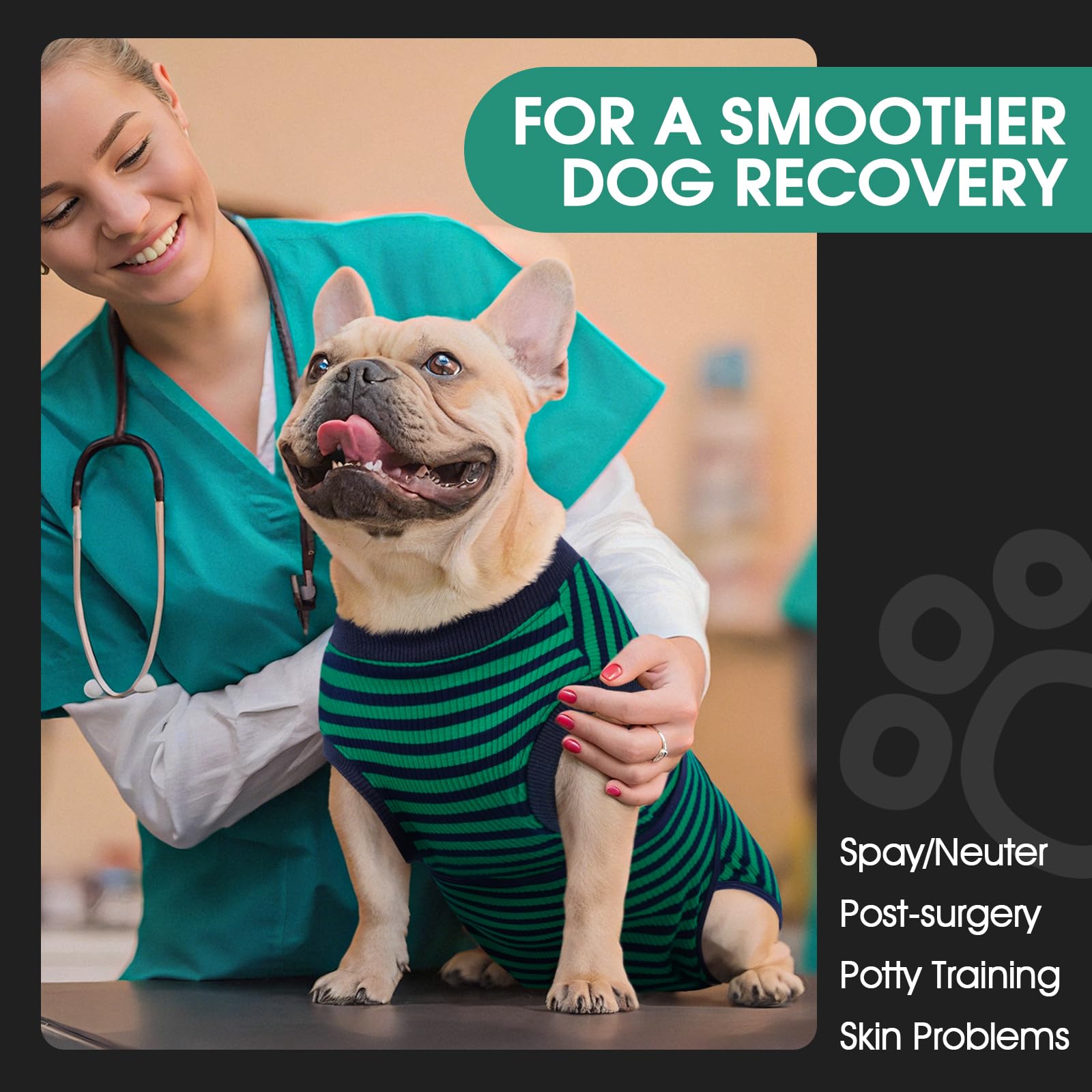 FUAMEY recovery suit with easy wear design for neuter or spay recovery