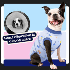 Easy-on, easy-off FUAMEY recovery suit for post-op care