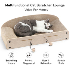 FUKUMARU cat scratcher bed side view, large surface for bigger cats.