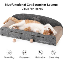 FUKUMARU 26-inch scratcher bed top view highlighting dual-surface scratchers for extended use.