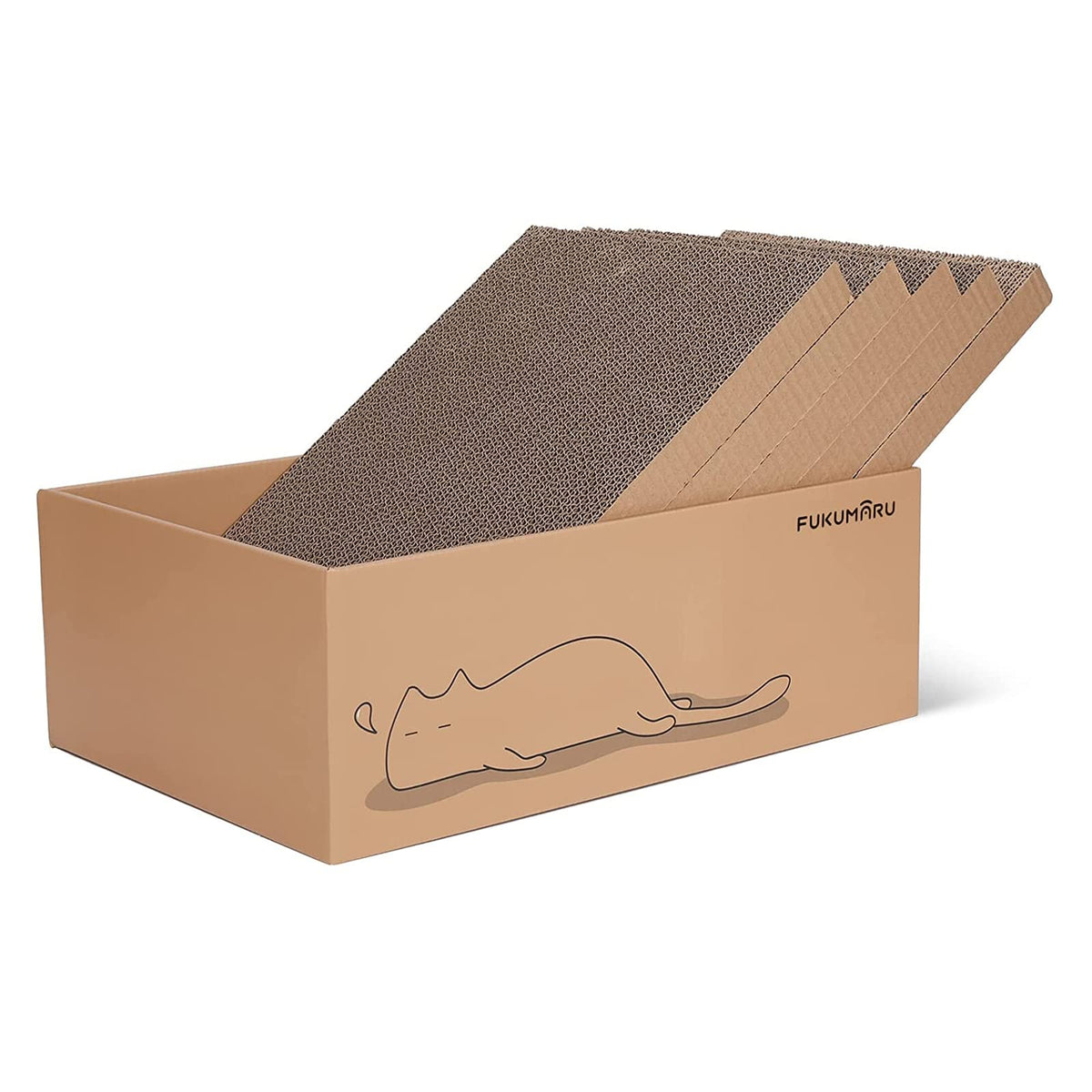 FUKUMARU 5 PCS cat scratcher box wide design encourages lounging and protects furniture.