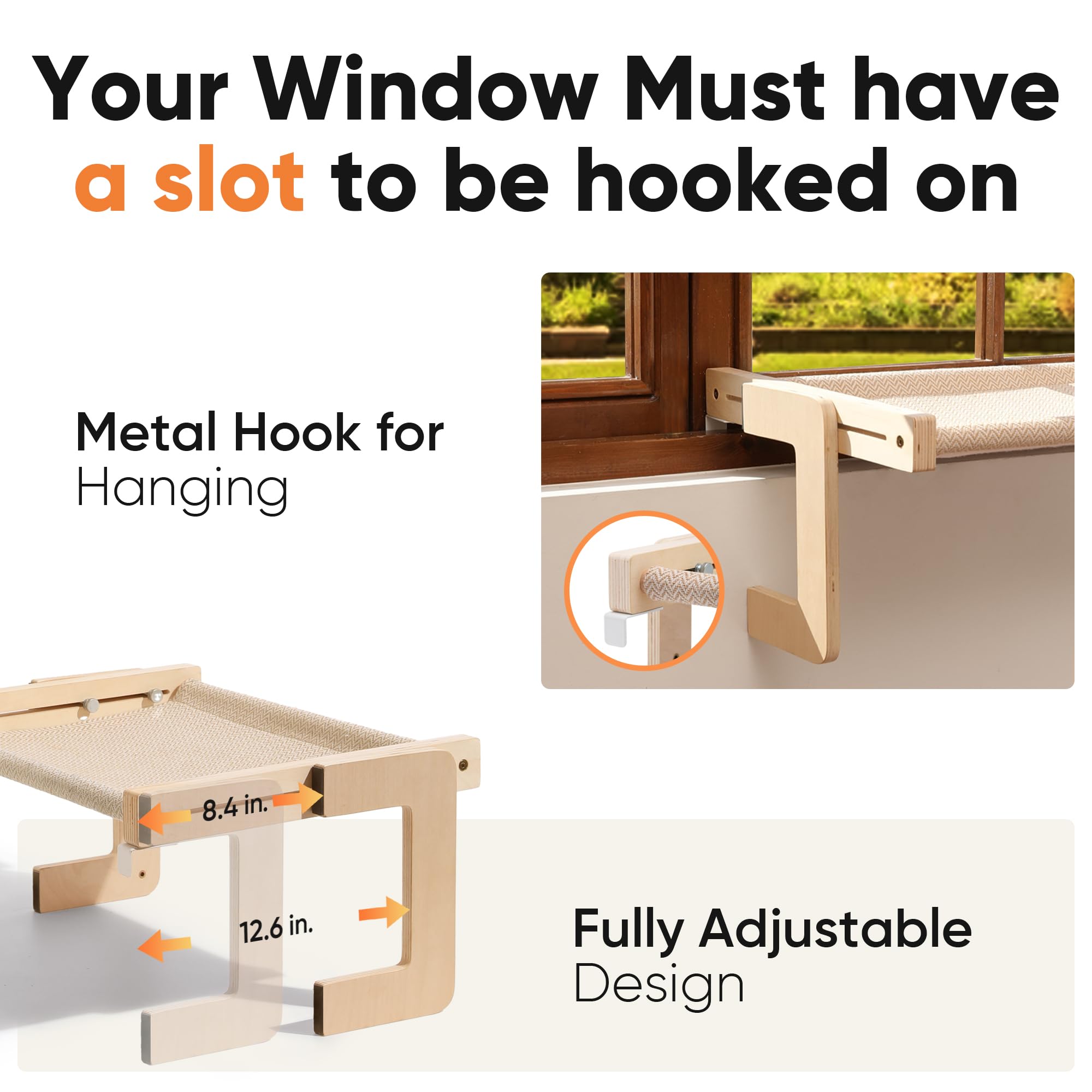 FUKUMARU adjustable bracket fits windowsills up to 9.6 inches.