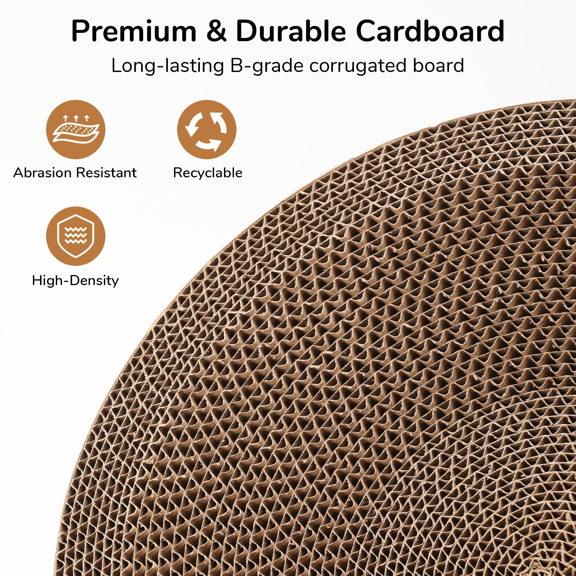 FUKUMARU cardboard scratch pad close-up shows durability and safety.