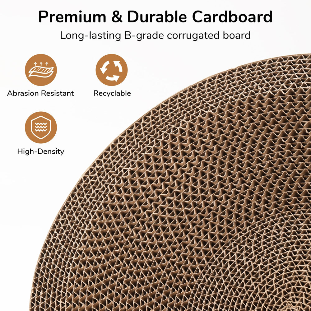 FUKUMARU cardboard scratch pad close-up shows durability and safety.