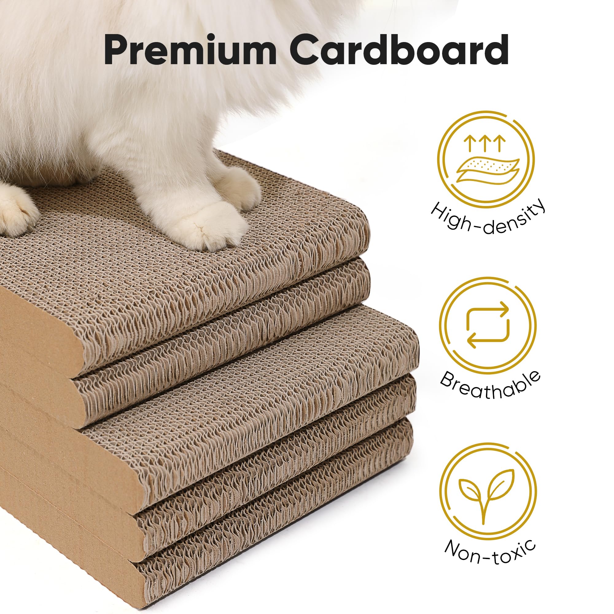 Thick 1.6-inch cardboard provides sturdy scratching surface for larger cats.