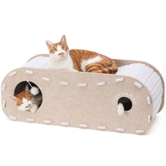 FUKUMARU cat bed 31.5-inch cave-tunnel offers a spacious hideaway for relaxed cats