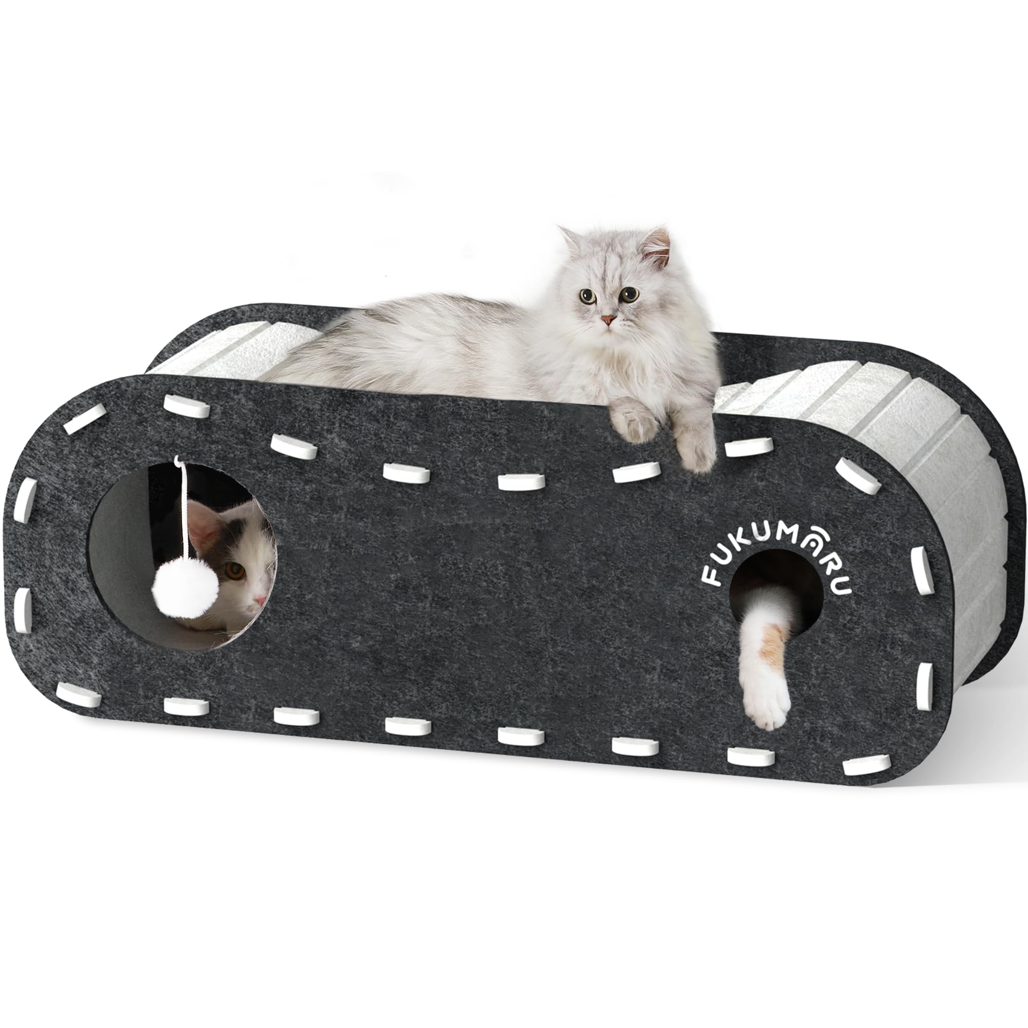 FUKUMARU cat bed with 31.5-inch platform, spacious napping space for large cats.
