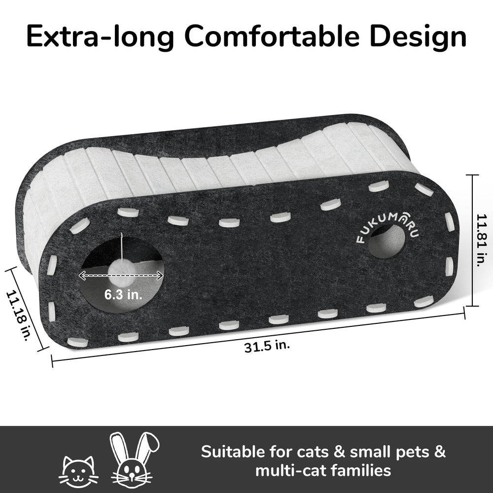 FUKUMARU cat bed fluffy ball detail, engaging accessory for interactive play.