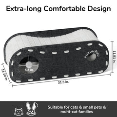 FUKUMARU cat bed fluffy ball detail, engaging accessory for interactive play.