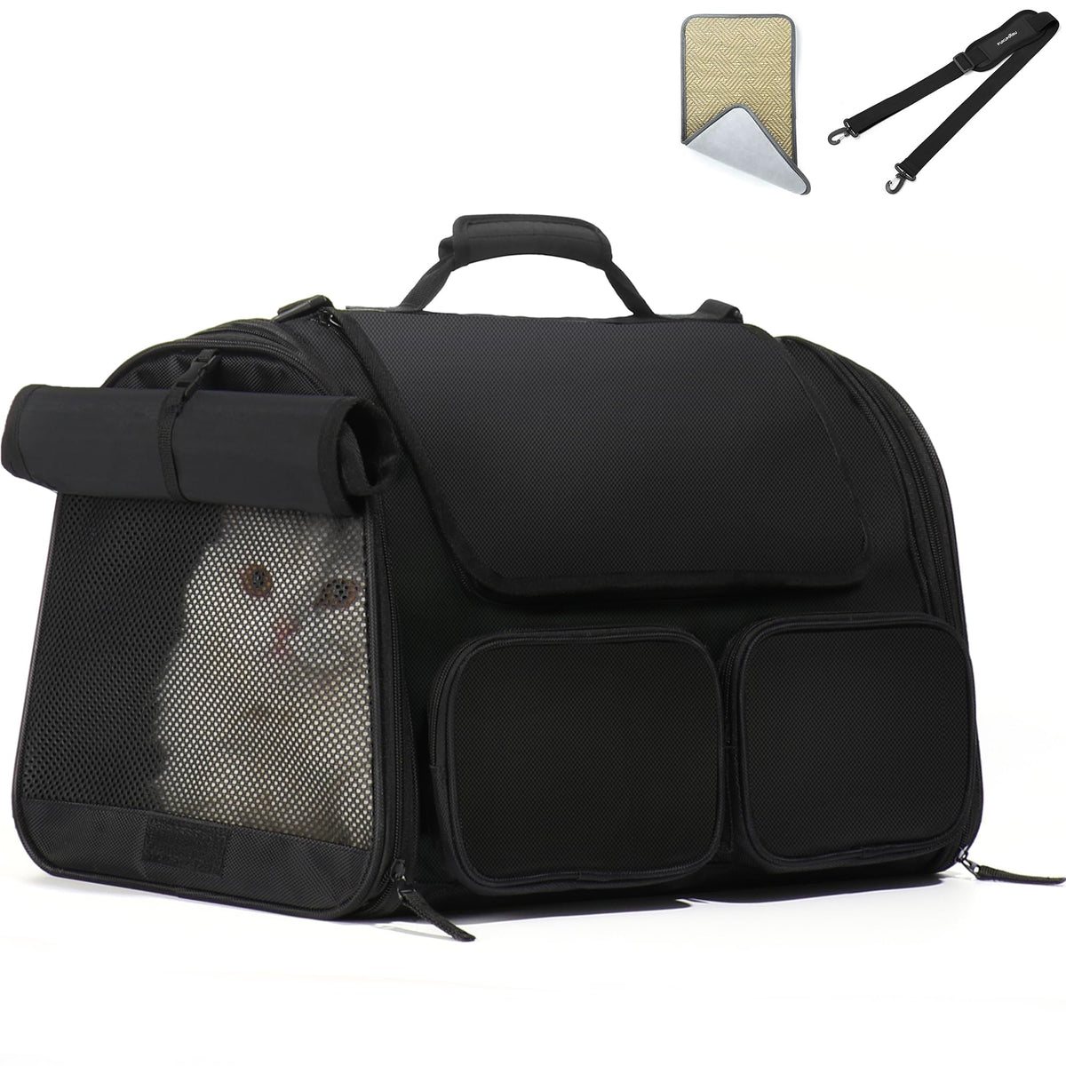 FUKUMARU cat carrier with four mesh windows for better airflow.