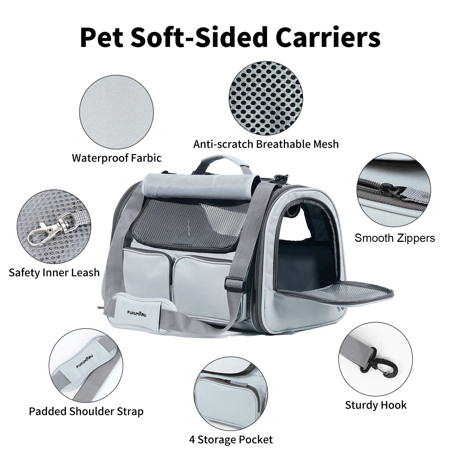 FUKUMARU cat carrier front view for easy loading from the front