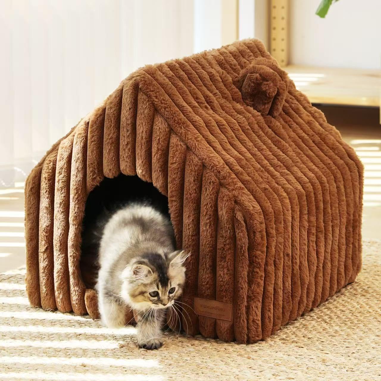 FUKUMARU cat cave with removable cover for easy cleaning and quick laundry use