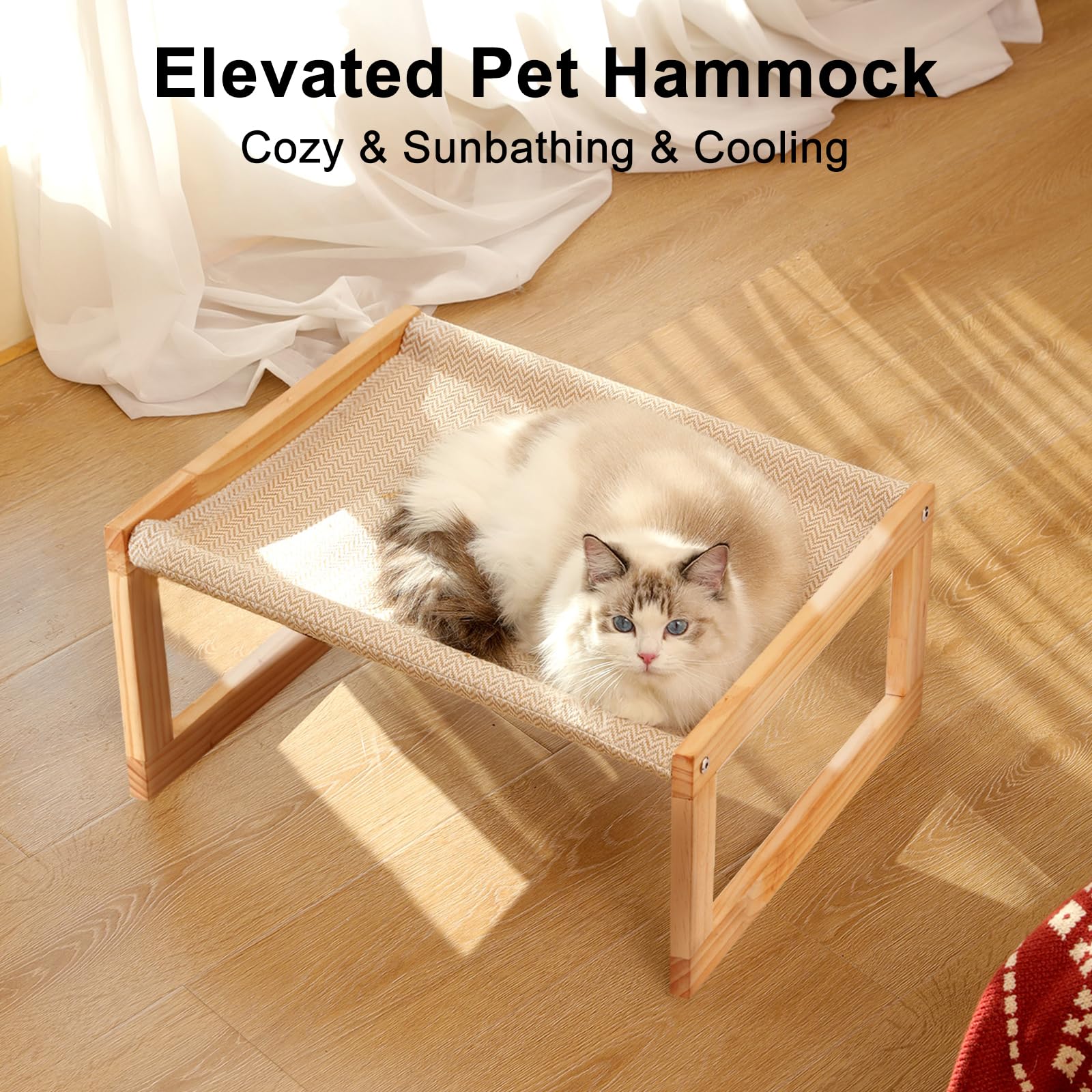 FUKUMARU cat hammock with suspended fabric surface for gentle contouring.