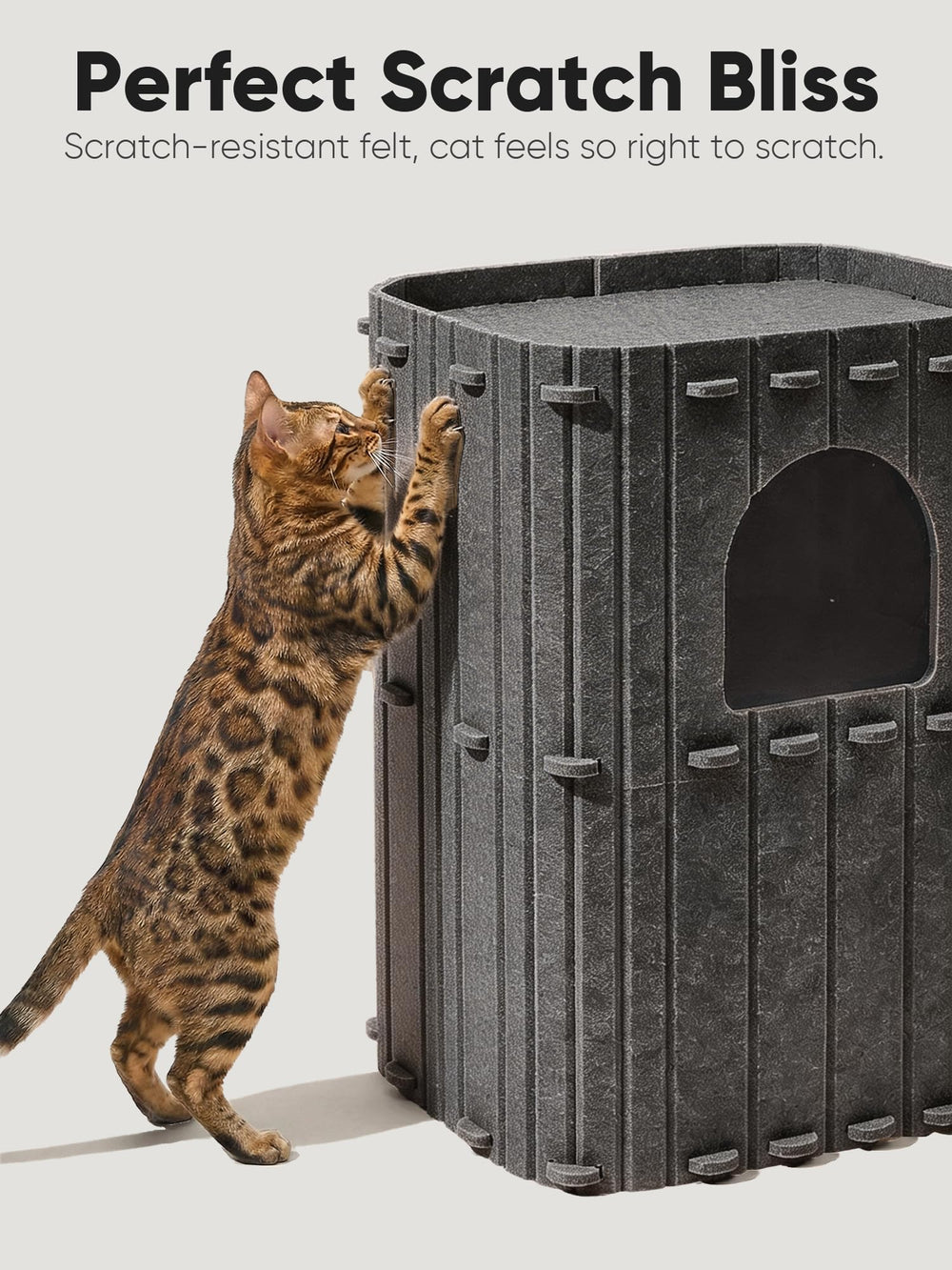 FUKUMARU cat house dark-grey felt cover enhances privacy and warmth
