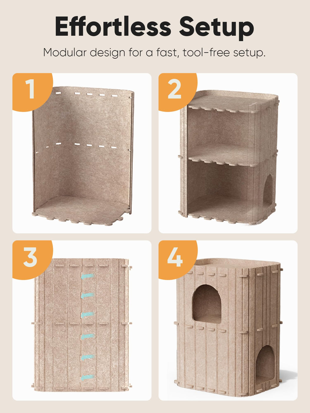 FUKUMARU beige cat cave for multi-cat homes and play