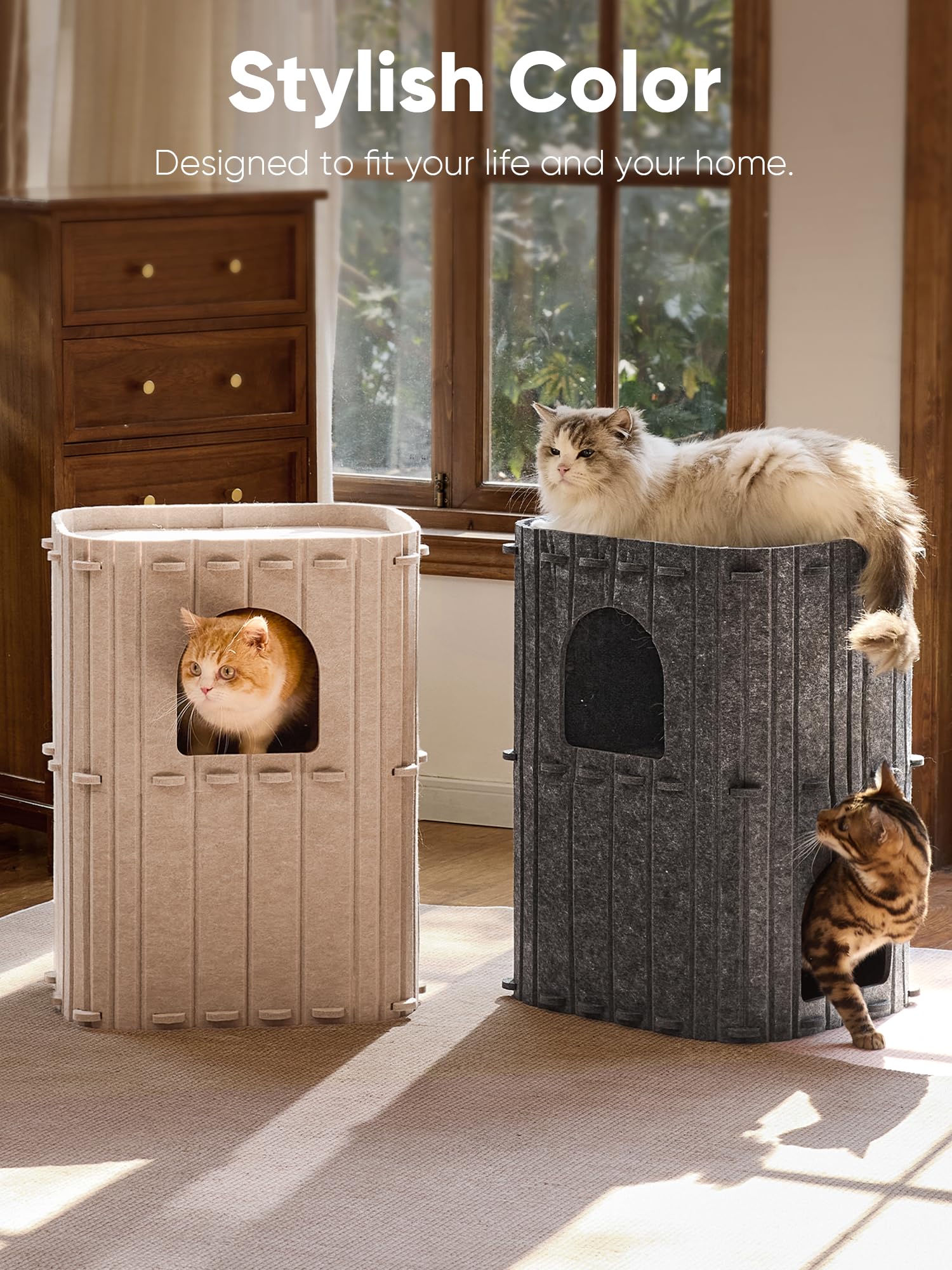 FUKUMARU cat house supports cats up to 22 lb per level