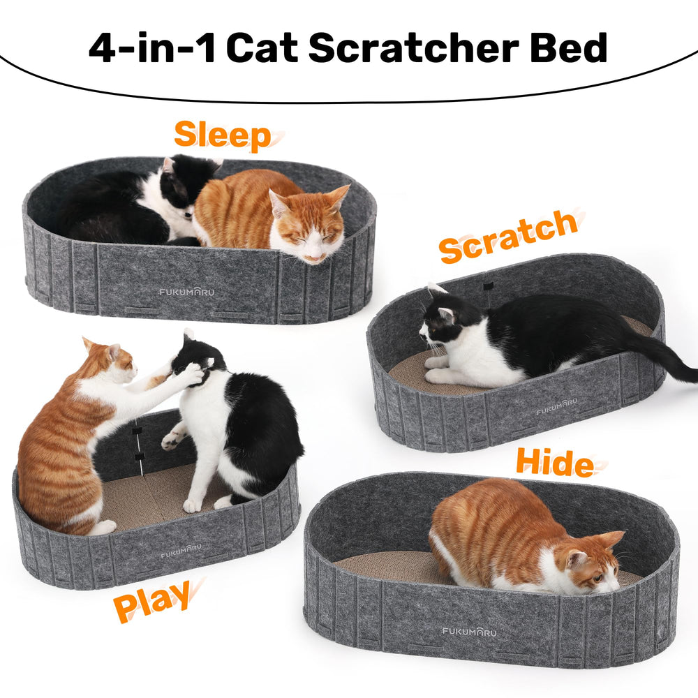 FUKUMARU cat scratcher back-edge highlight for comfortable lounging.