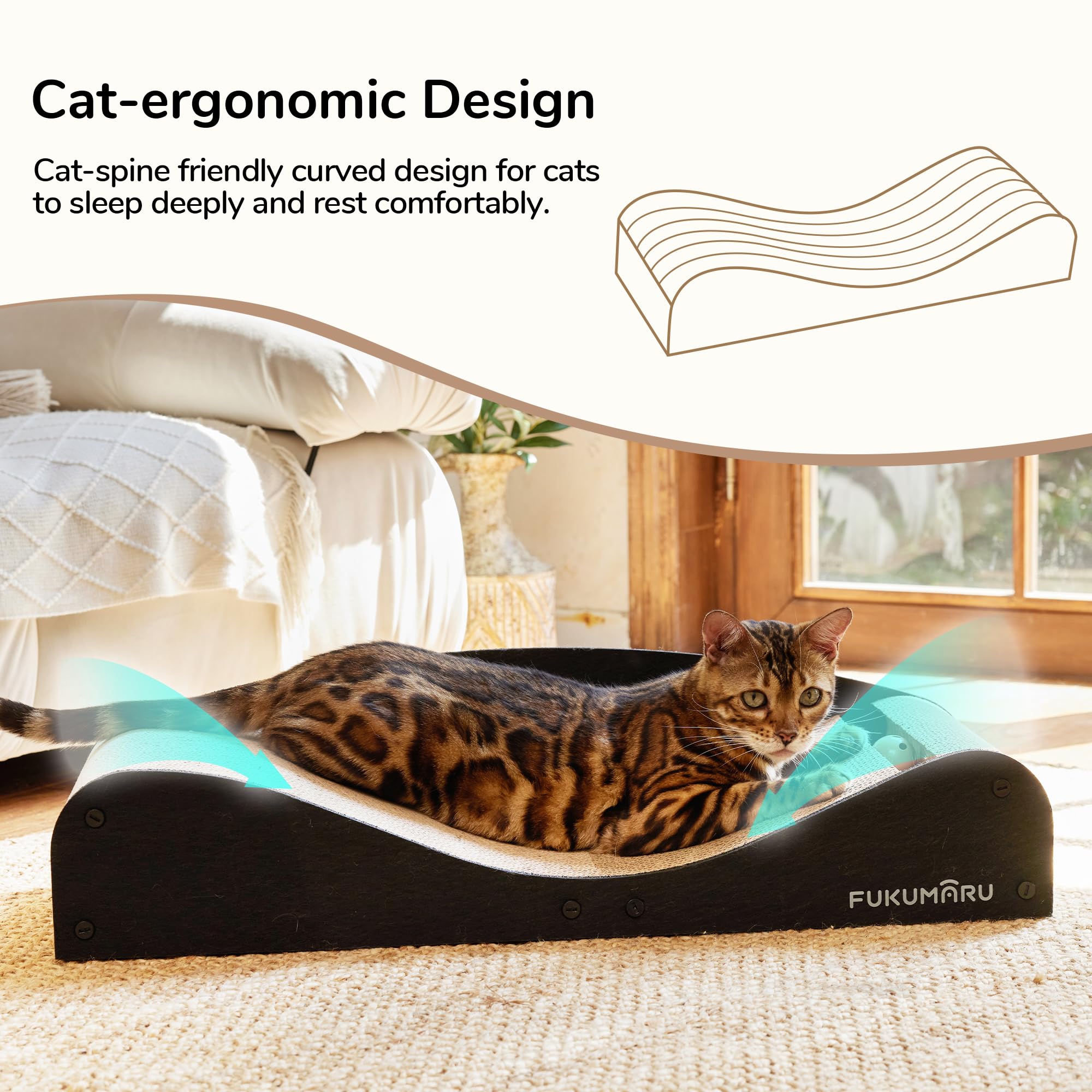 FUKUMARU 2-in-1 scratcher and bed keeps furniture safer