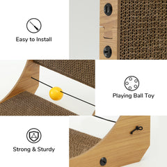 FUKUMARU Cat Scratcher with ball toy boosts interactive play.