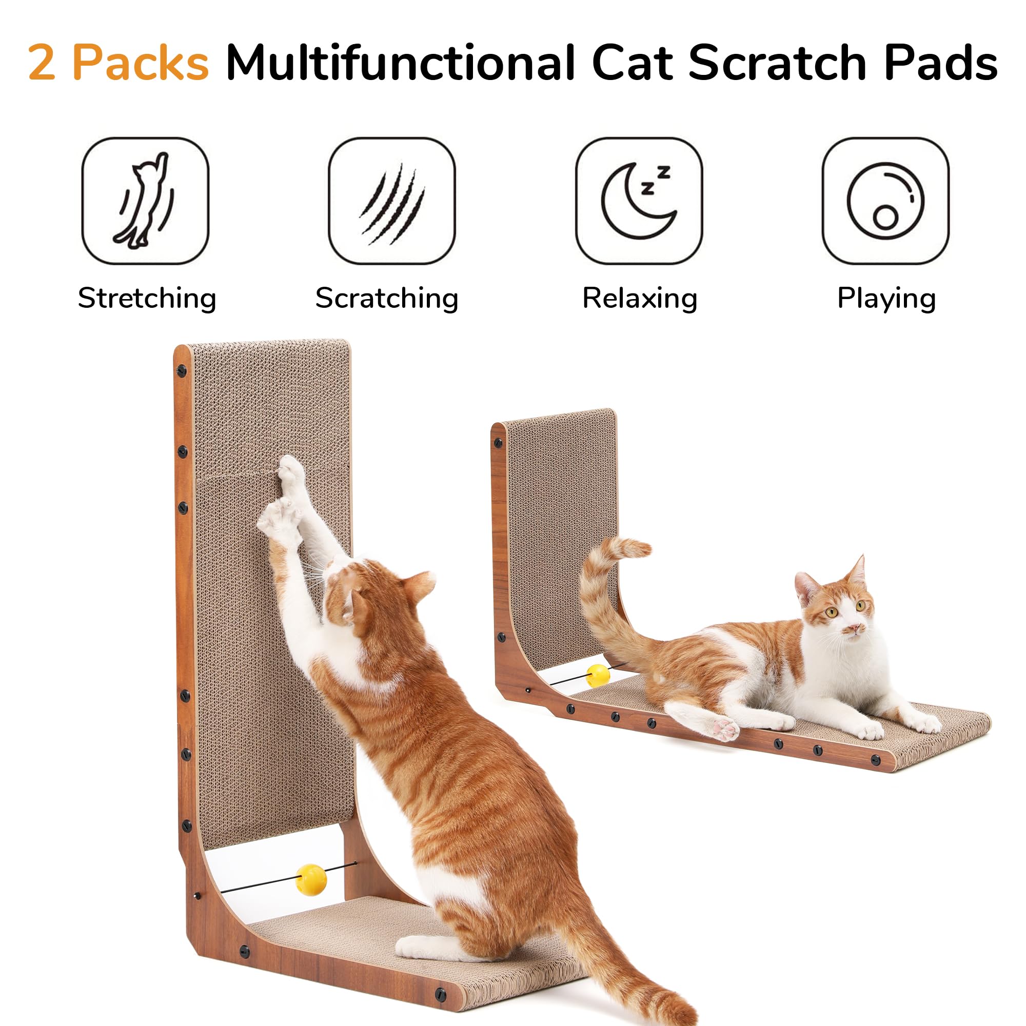 FUKUMARU cat scratcher with ball toy for play and scratching