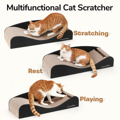 FUKUMARU cat scratcher bed with non-slip base supports stable lounging