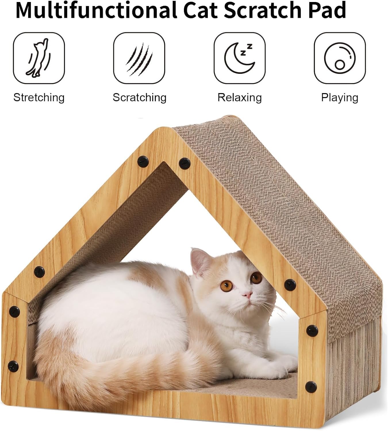 FUKUMARU extra-long beveled surface allows extended scratching for active felines.