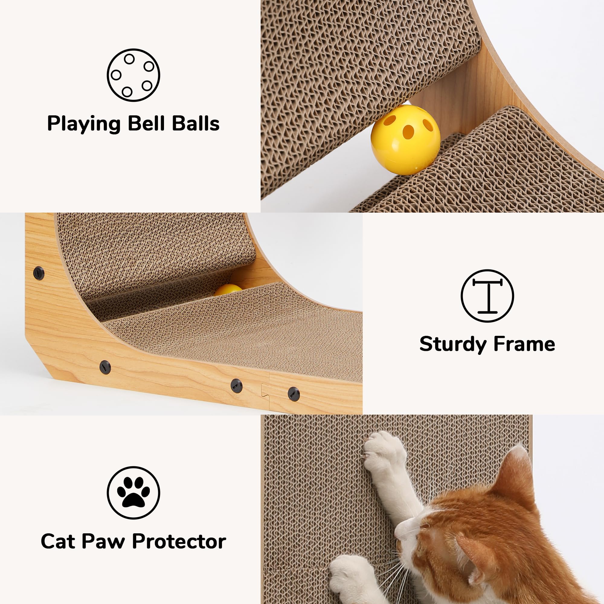 FUKUMARU Cat Scratcher Horizontal Lounge, turns into a cozy cat bed.