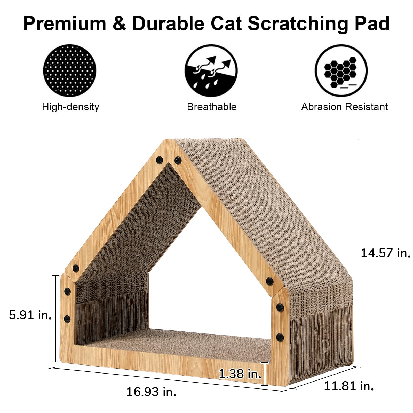 FUKUMARU scratcher offers sheltered safety for curious cats during play.