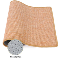 FUKUMARU scratcher mat brown color complements living rooms and hides wear.