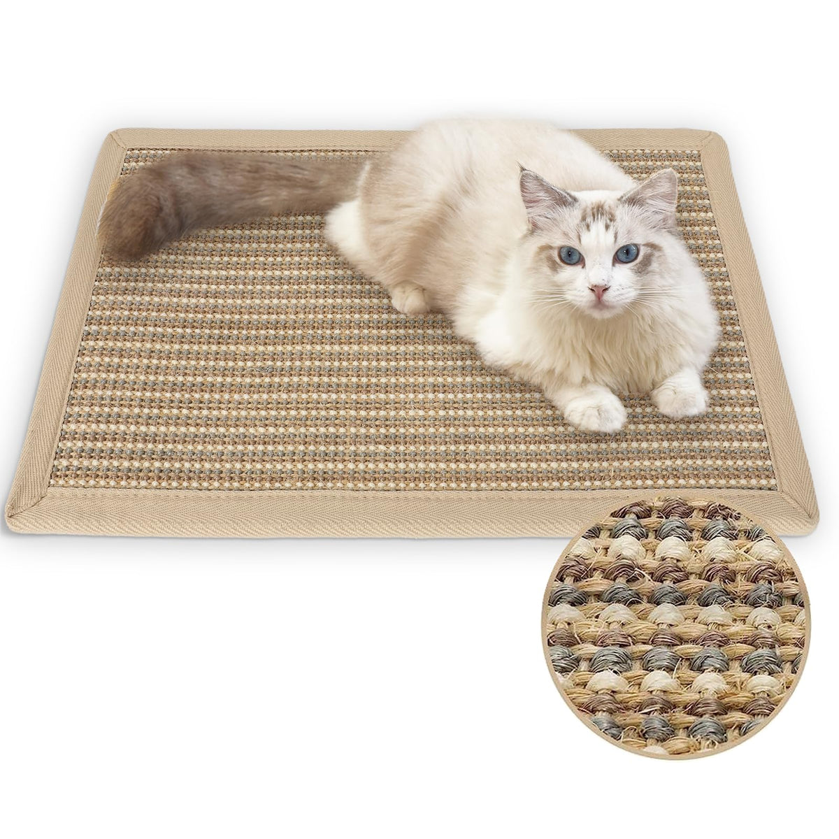 FUKUMARU cat scratcher mat in cream supports claw care while matching home decor