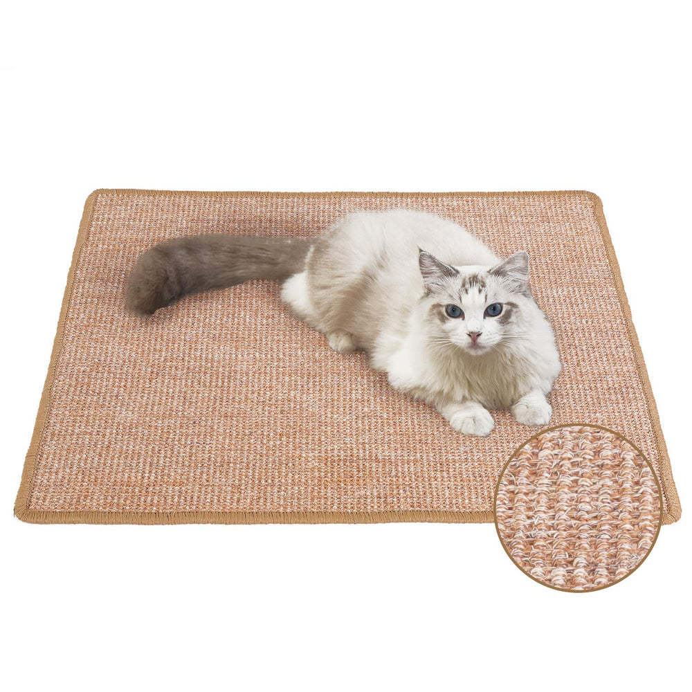 FUKUMARU cat scratcher mat sisal surface for durable scratching and play on wood floors.