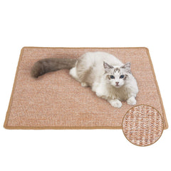 FUKUMARU cat scratcher mat sisal surface for durable scratching and play on wood floors.