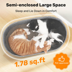 FUKUMARU cat scratcher side view showing easy front access for cats.