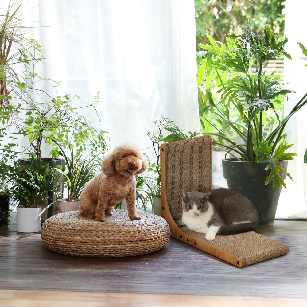 FUKUMARU Cat Scratcher space-saving design fits small rooms.