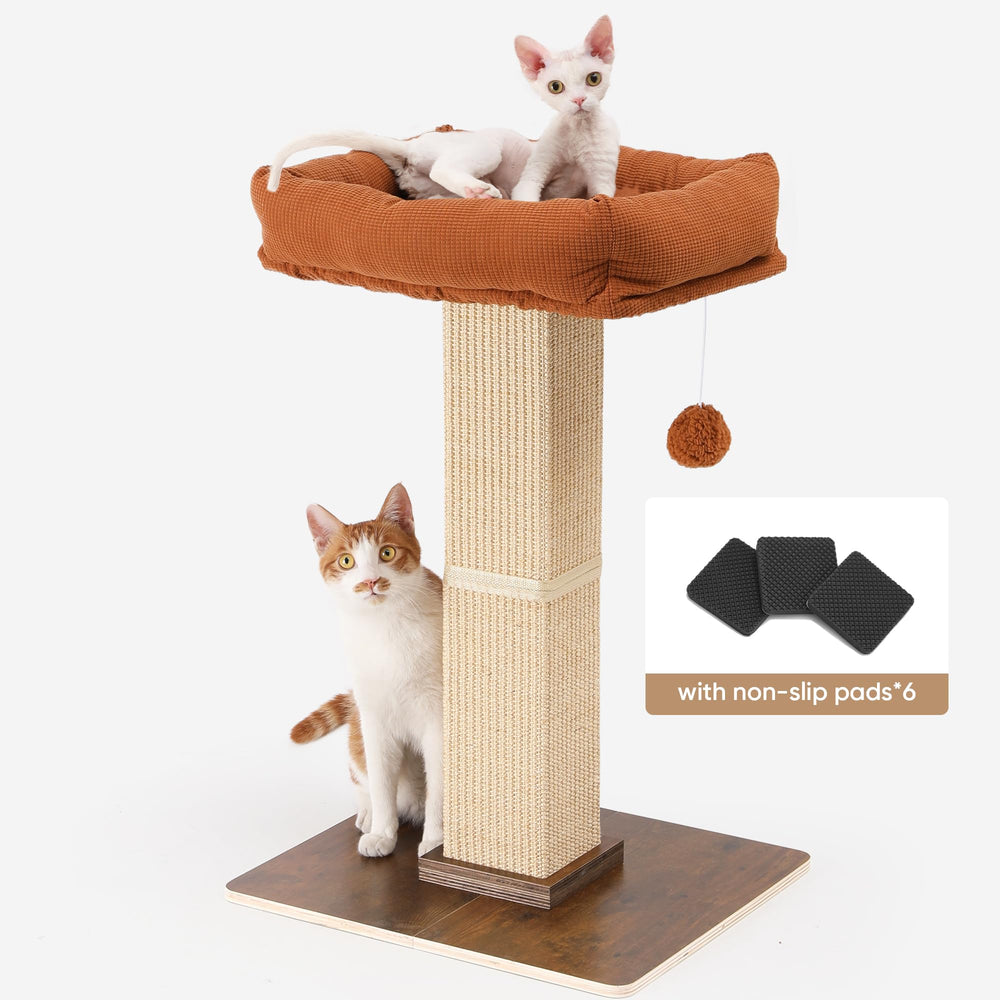 FUKUMARU Cat Scratching Post with perch — a versatile retreat for lounging and scratching.