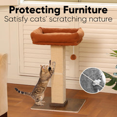 FUKUMARU Cat Scratching Post solid wood base — stable and safe for energetic climbers.