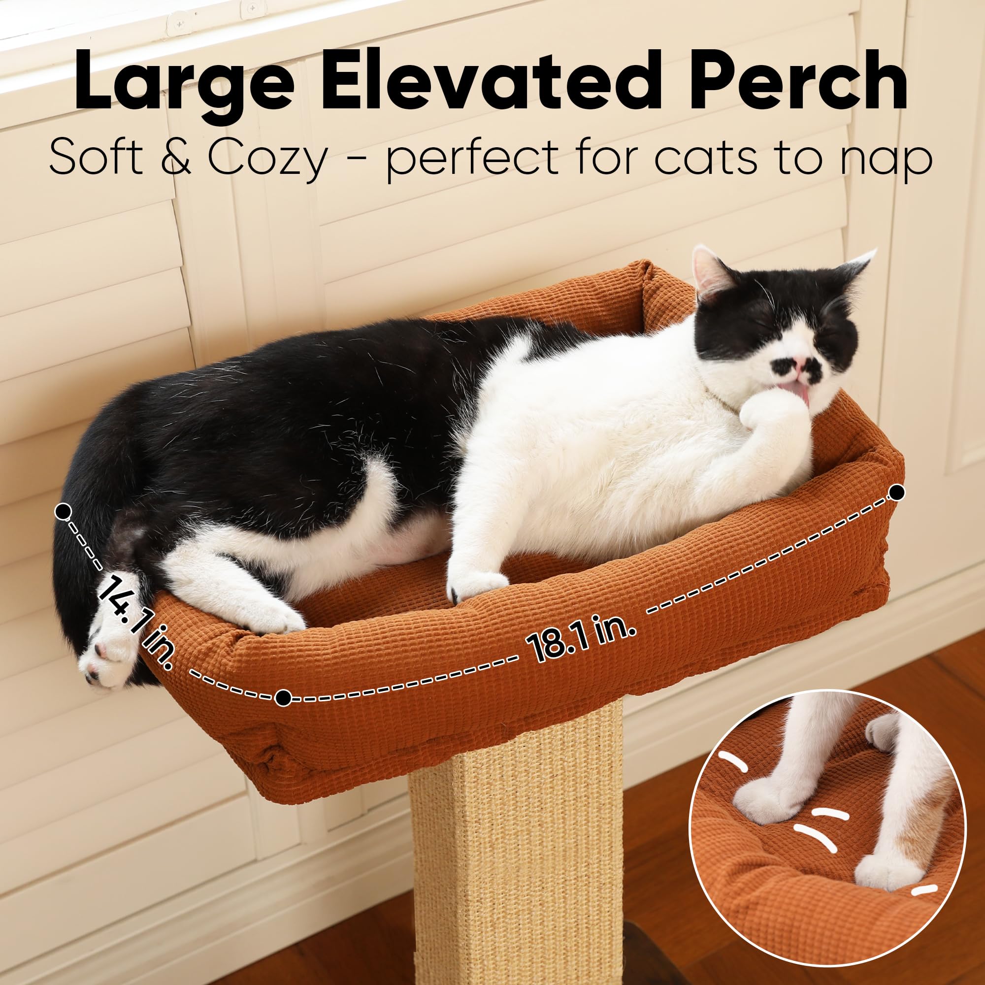 FUKUMARU Cat Scratching Post washable perch — easy cleaning after naps and play.