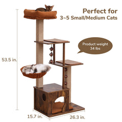 FUKUMARU cat tree jute scratching post—natural texture promoting satisfying scratching.