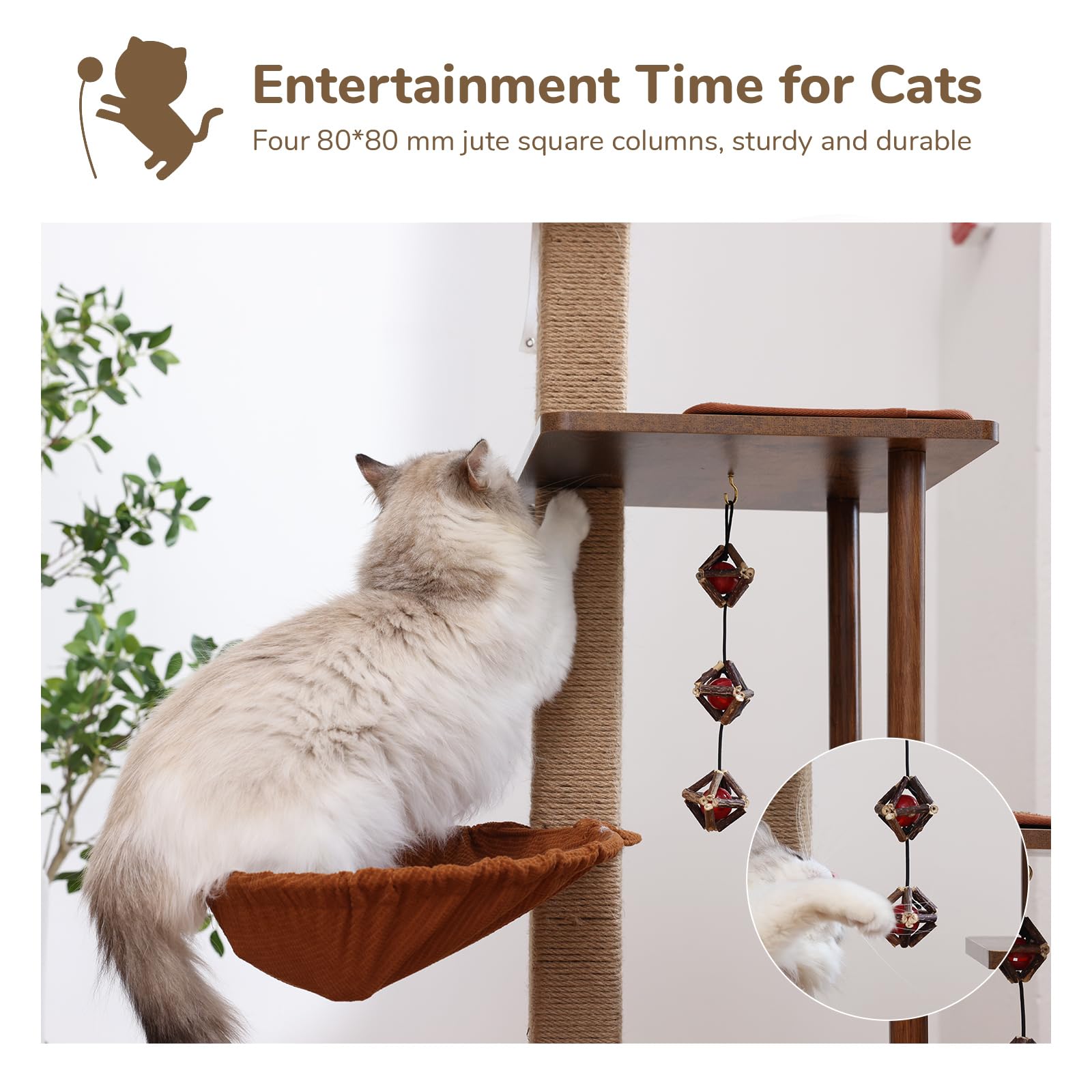 FUKUMARU cat tree retro base—stylish furniture look for living rooms.