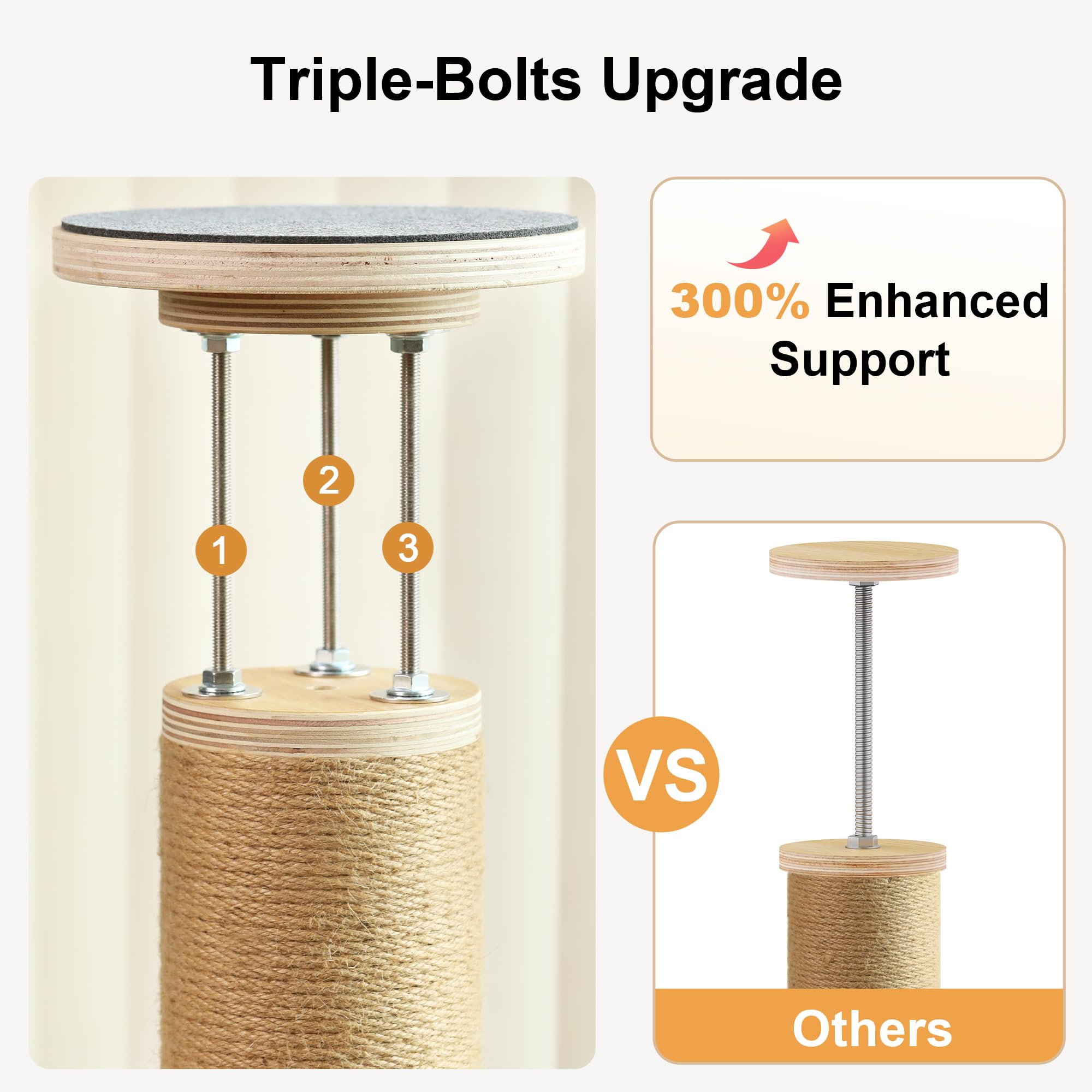 FUKUMARU reinforced scratching posts promote safe scratching and play.