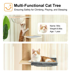 FUKUMARU cat tree with stable support keeps tall posts steady during play.