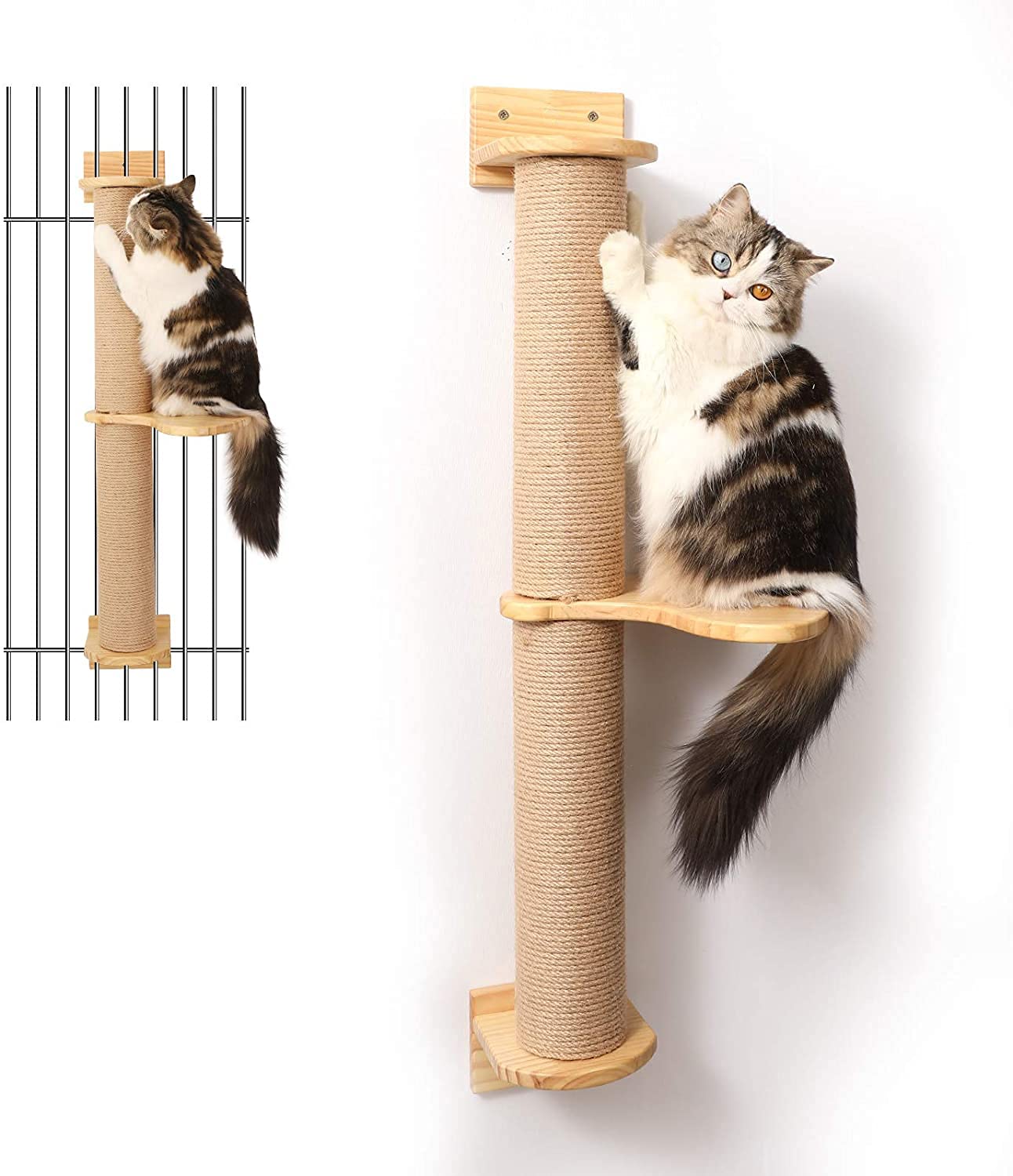 FUKUMARU cat-tree-wall-mounted-scratcher provides a safe scratch and nap spot