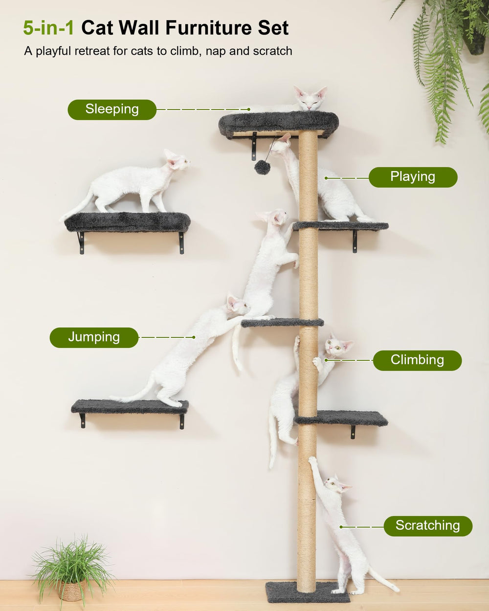 FUKUMARU cat wall bed provides a cozy resting spot after playtime.