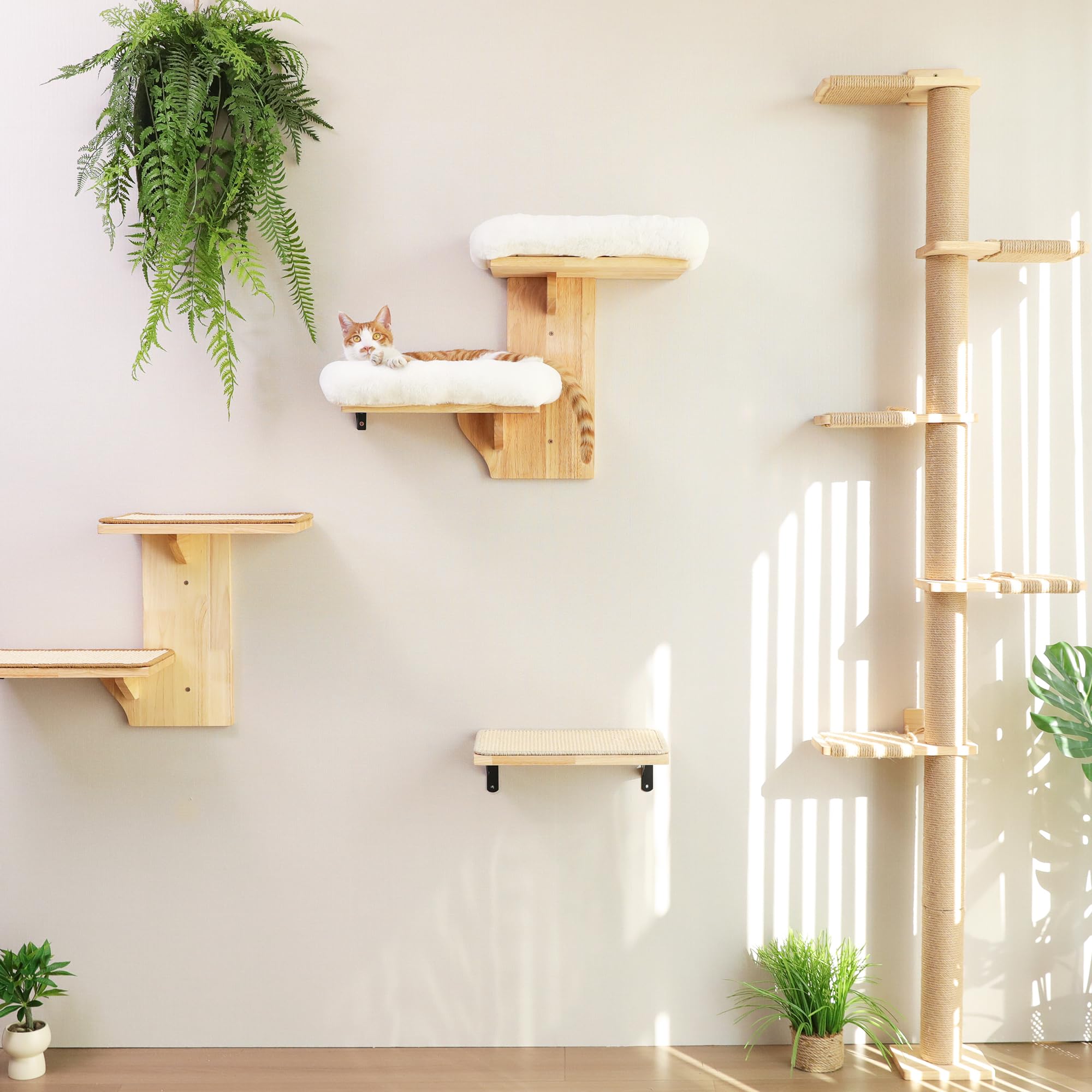 FUKUMARU two-platform setup encourages climbing and play while saving floor space.