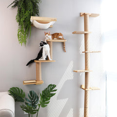 FUKUMARU corner-usable cat shelves maximize small-space setup
