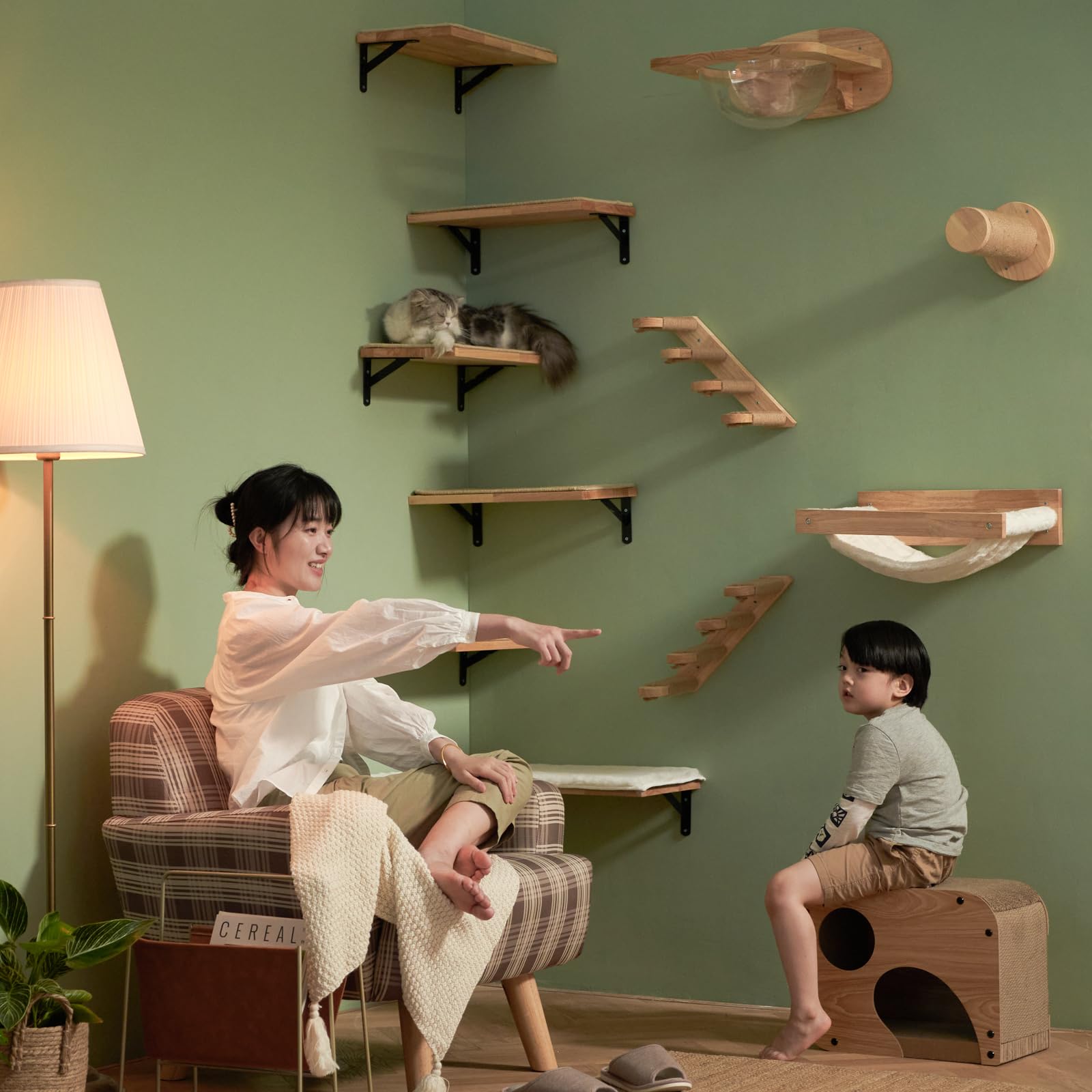 FUKUMARU cat wall shelves room setup shows decorative yet functional furniture.