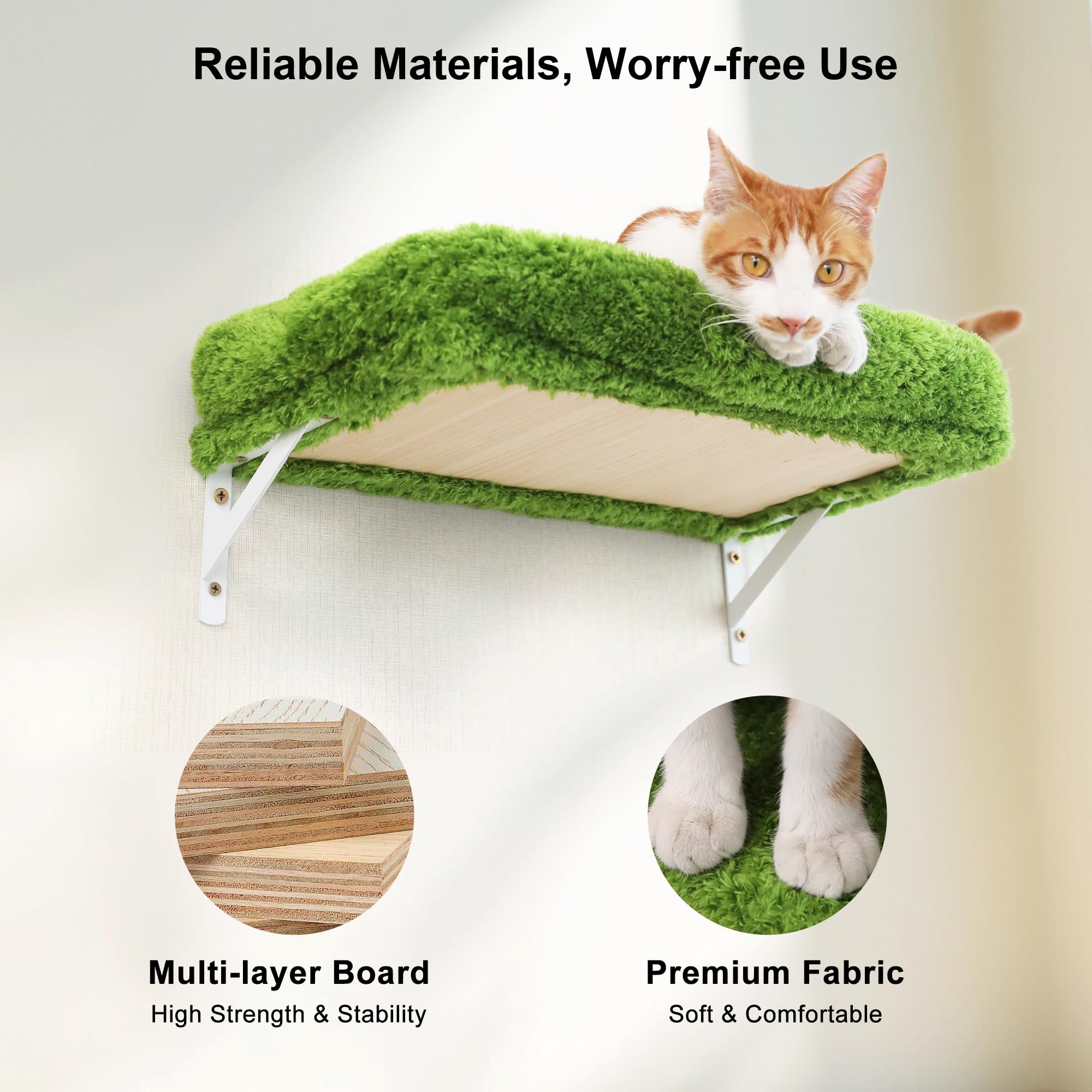 FUKUMARU cat wall shelves scratching post in action satisfies scratching needs.