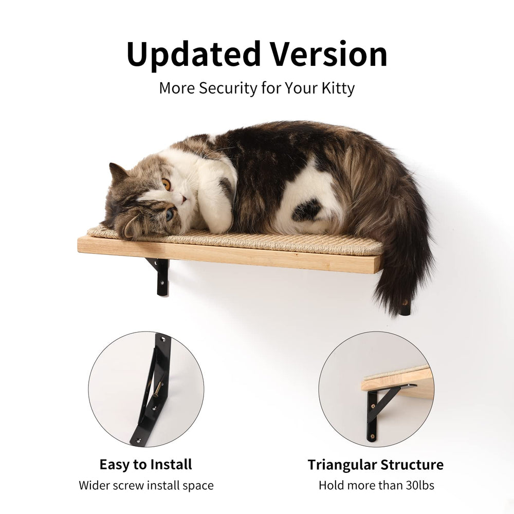 FUKUMARU cat wall shelves with sisal mat closeup highlighting scratching texture and durability.