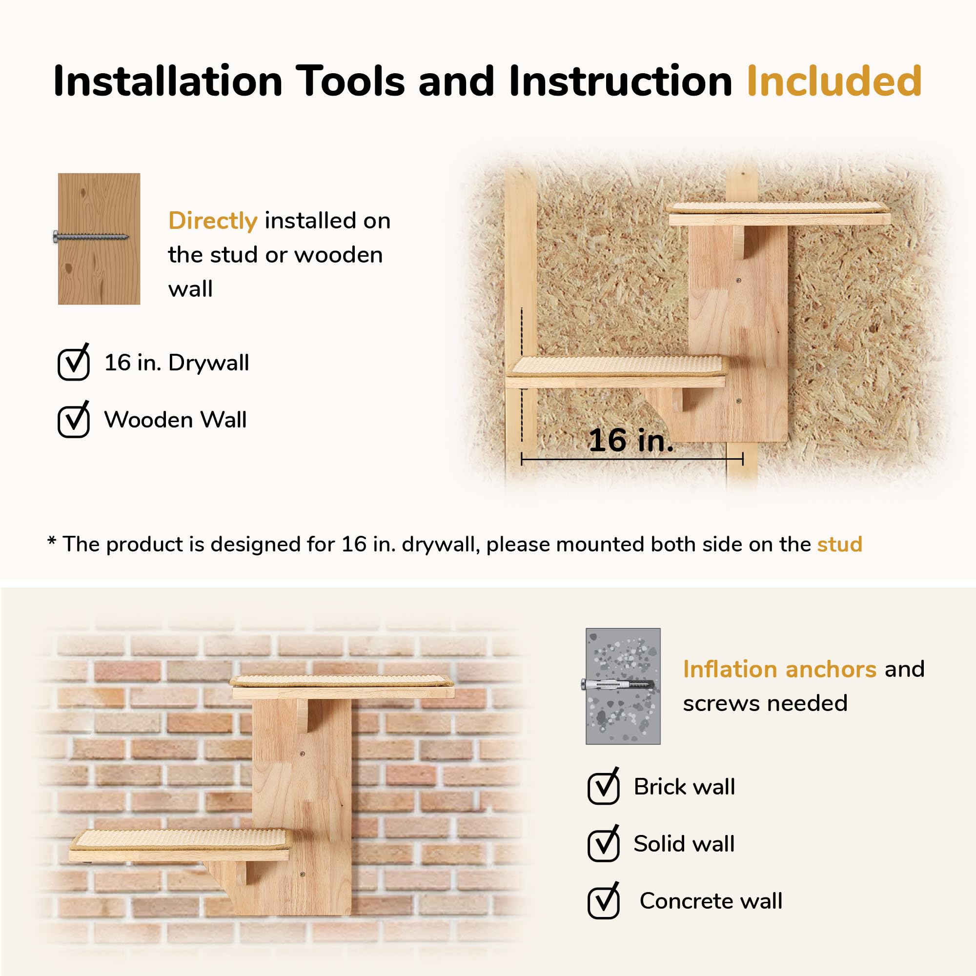 Space-saving vertical wall solution for active cats